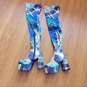 Dolls kill zodiac thigh high platform boots size 8 like new